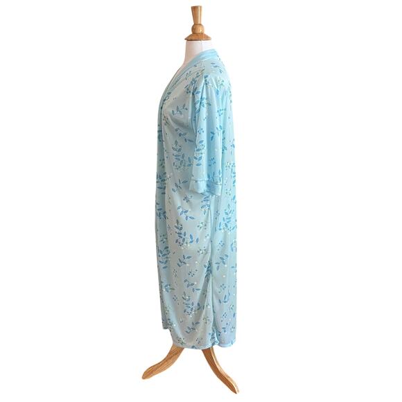 Sindrella Baby Blue Floral 3/4 Sleeve Long Robe, Size L - Picture 4 of 11